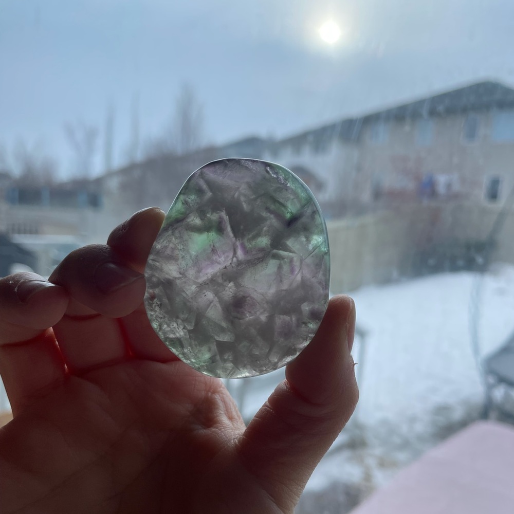 Rainbow fluorite crystal